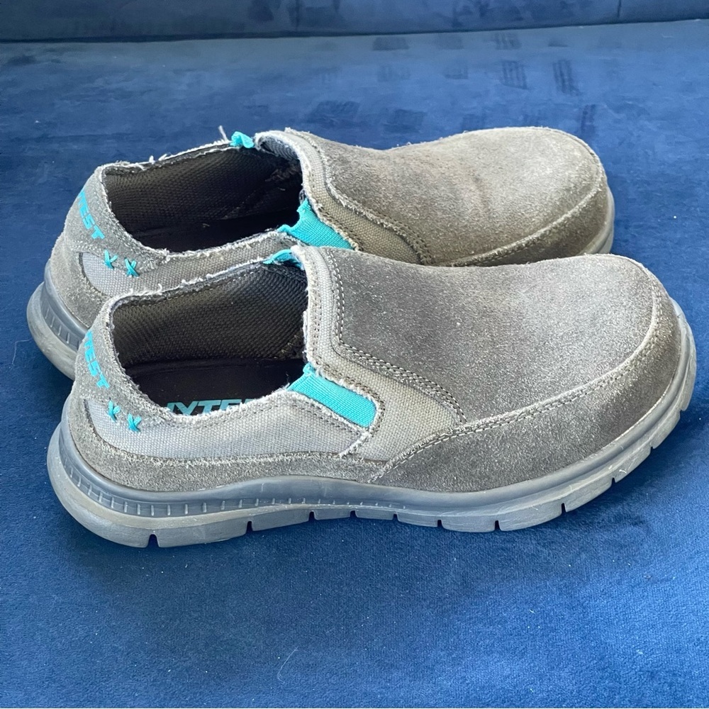 Hytest Safety Shoes Womens 6 W K17302 Gray Steel Toe Slip On Electrical Hazard